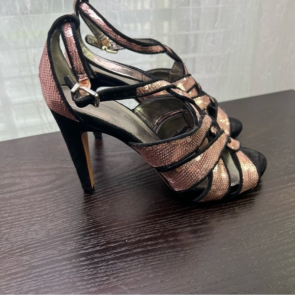 Antonio Melani Women Heels Pink Sequence Ladies Strappy Sandal Size 6 - Picture 8 of 9